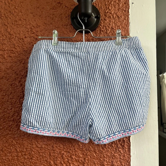 Vineyard Vines Blue White Striped Seersucker Embroidered Shorts Girls Size 16 XL - Picture 4 of 6